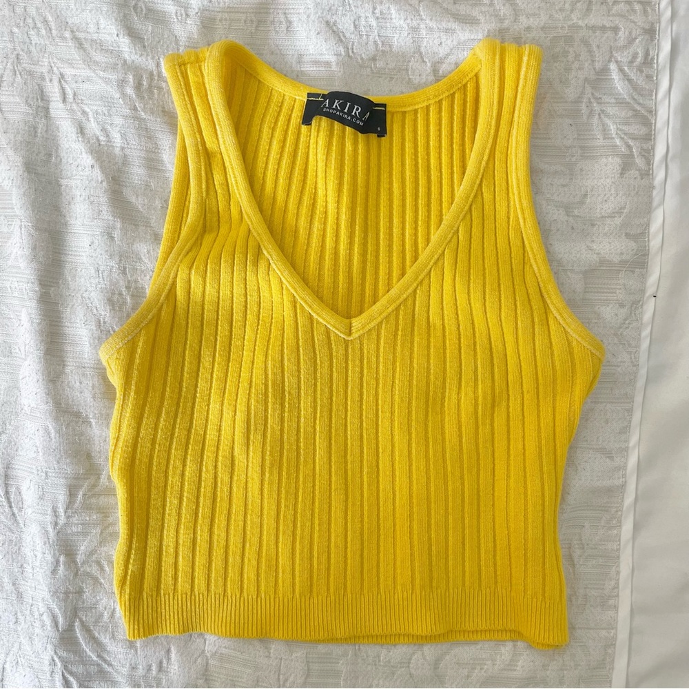 Akira Yellow Ribbed Tank Top Size Small